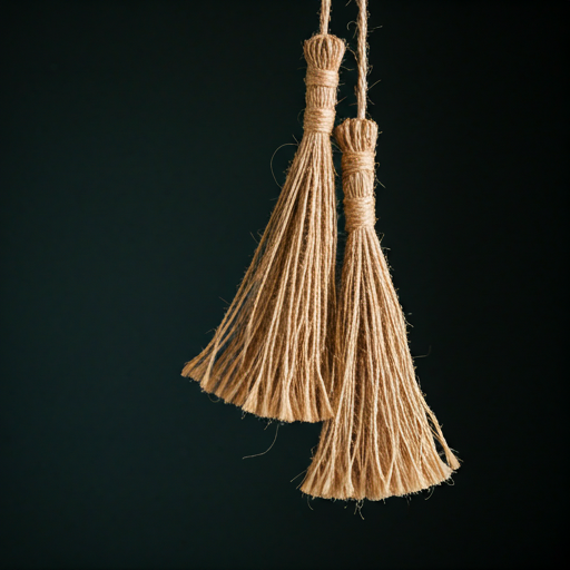 Artistic shot of hanging jute fibers